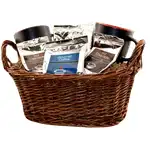 Deluxe Gift Basket with Two 12 oz Two-Tone Mugs and Hot Drinks