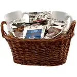 Deluxe Gift Basket with Two 11 oz White Mugs and Hot Drinks