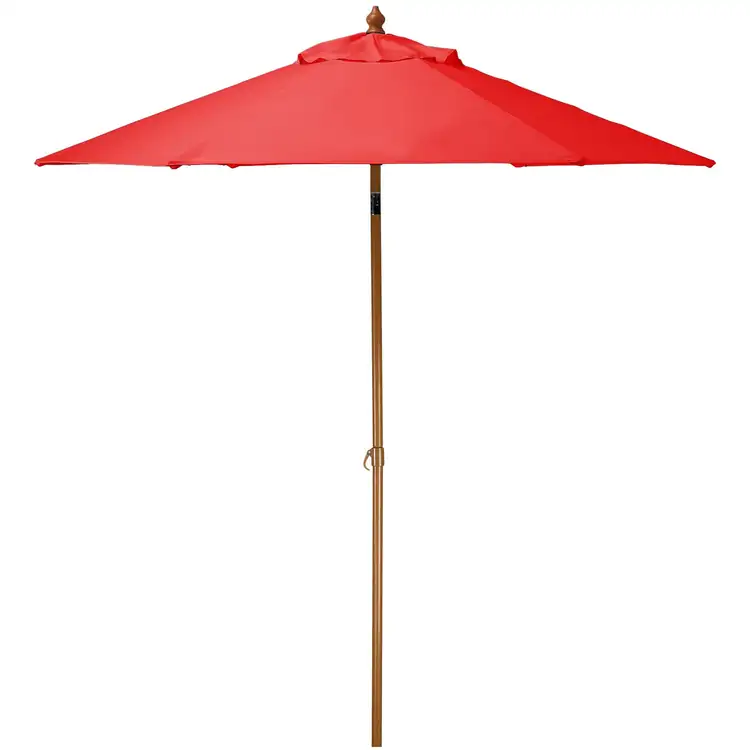 Tilting Market Umbrella with Wood Grain Finish #4