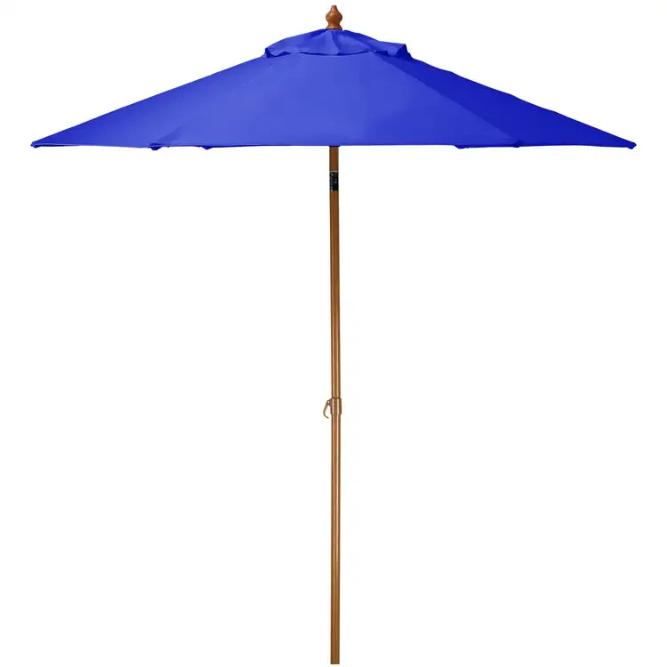 Tilting Market Umbrella with Wood Grain Finish #5
