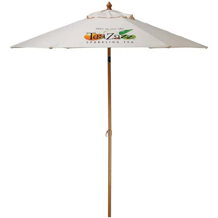 Tilting Market Umbrella with Wood Grain Finish #6