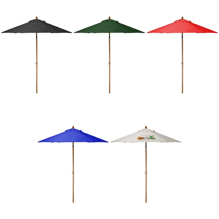 Tilting Market Umbrella with Wood Grain Finish