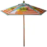 Full Coverage Printed Wooden Market Umbrella