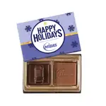 Petit coffret de carrés de chocolat avec couvercle multicolore