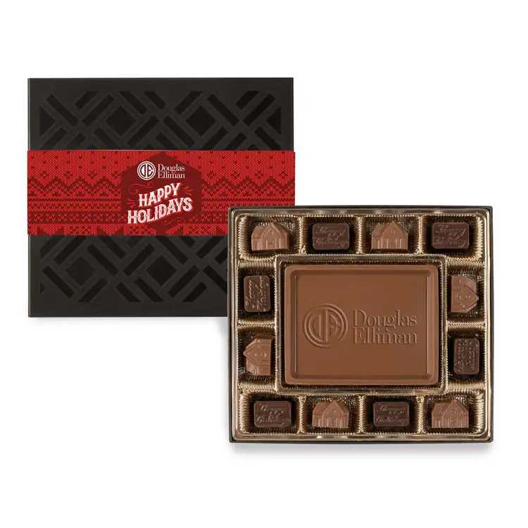 Petit coffret de chocolats avec bande horizontale