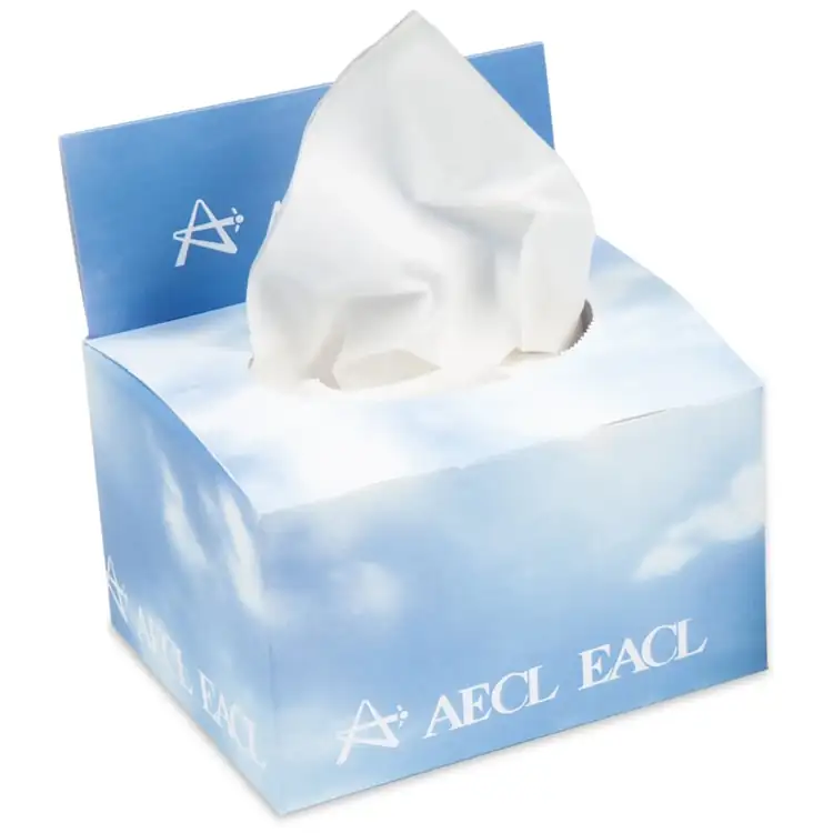 Petit cube de mouchoirs avec en-tête personnalisé