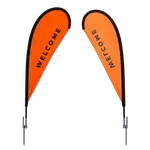 Small Single Sided Teardrop Flag Kit with Ground Spike and Cross Base