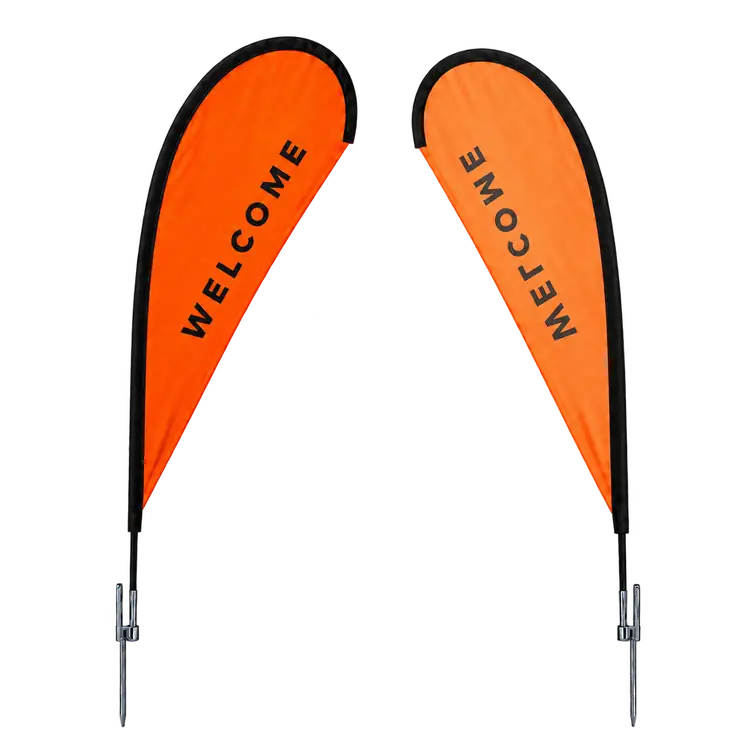 Small Single Sided Teardrop Flag Kit with Ground Spike and Cross Base
