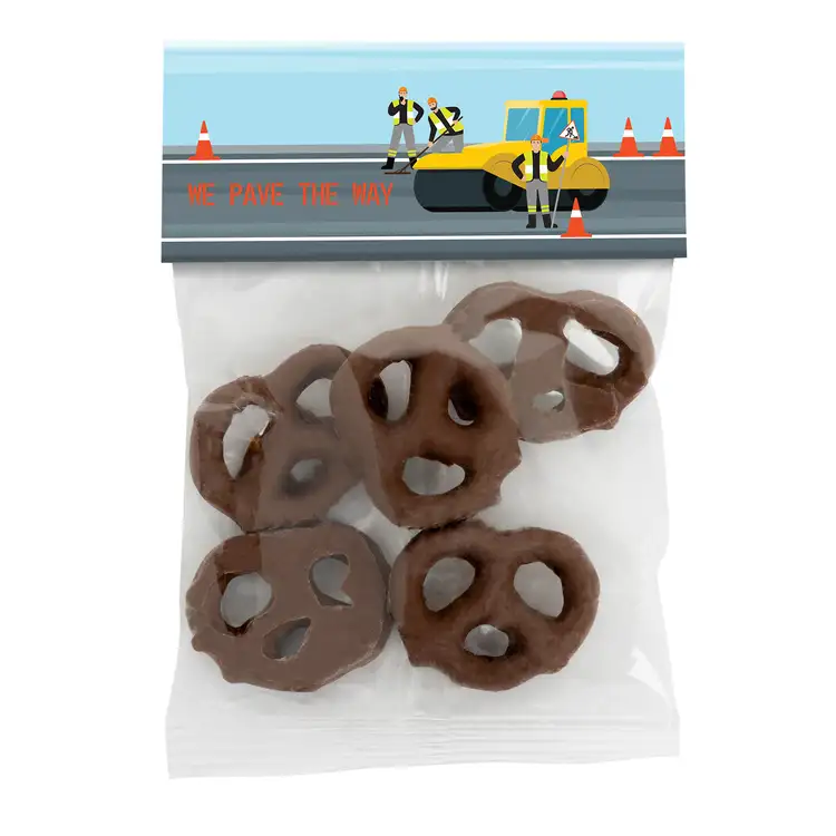Petit sachet à carton supérieur de mini bretzels au chocolat au lait 1 oz #2