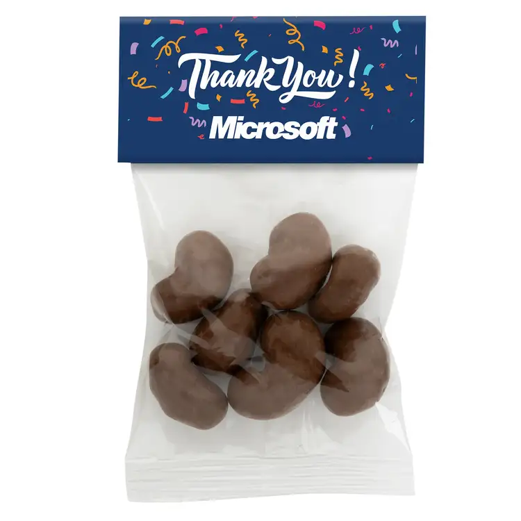 Small Header Bag with Milk Chocolate Cashews 1 oz