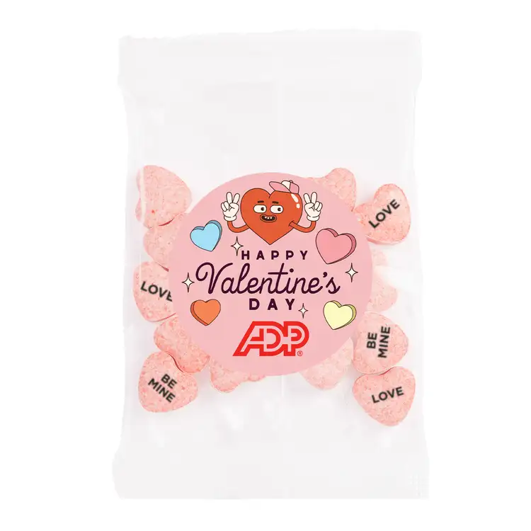 Small Snack Pack with Imprinted Conversation Hearts 1/2 oz #2