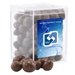 Petite boîte en acrylique de arachides enrobées de chocolat