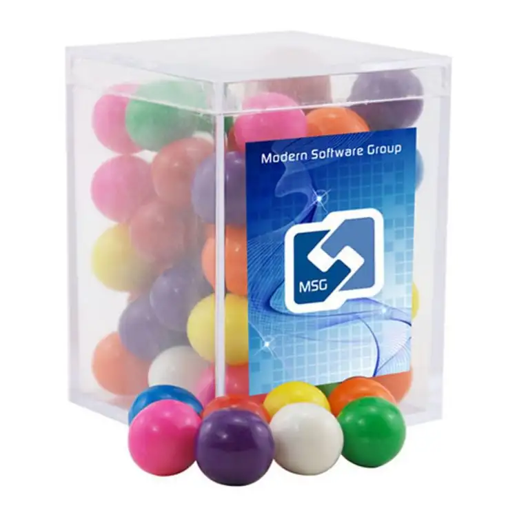 Petite boîte en acrylique de boules de gomme