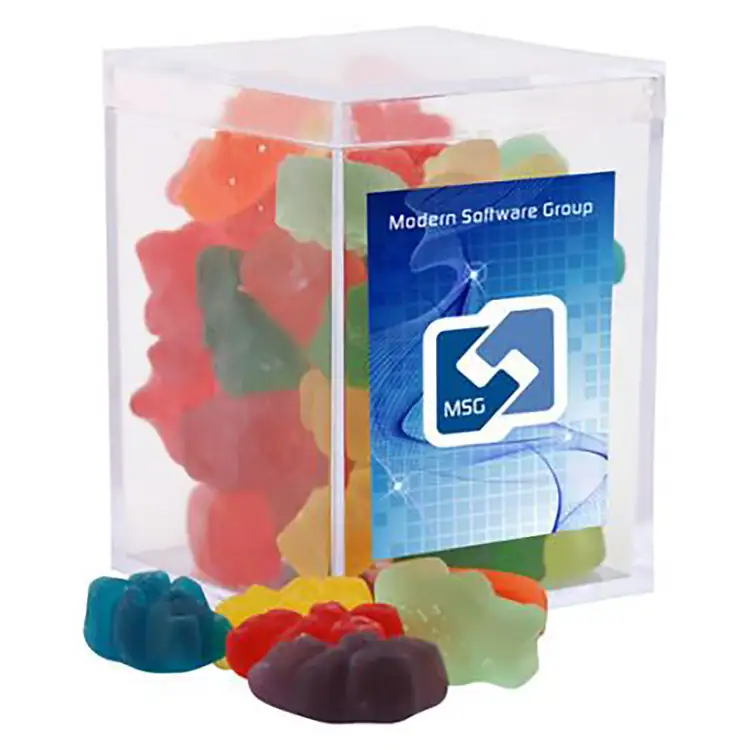 Small Acrylic Box with Clever Candy gummy bears