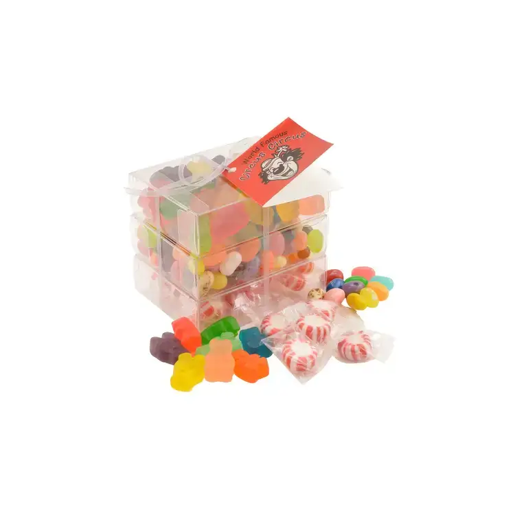 Compact Three-Tier Candy Tower with Hang Tag