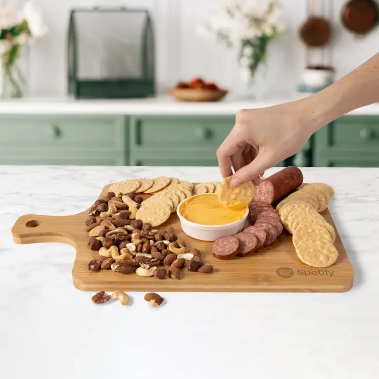 Bamboo Board with Cheese and Snacks #3