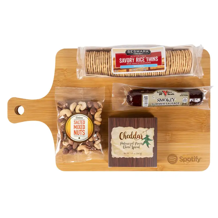 Bamboo Board with Cheese and Snacks #4