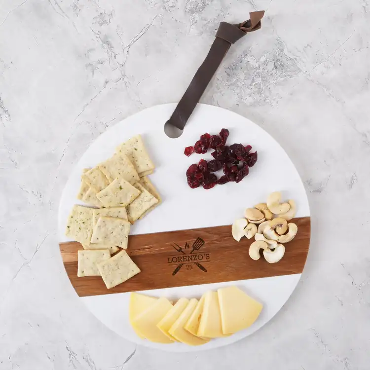 Calacatta Round Marble and Acacia Board #2