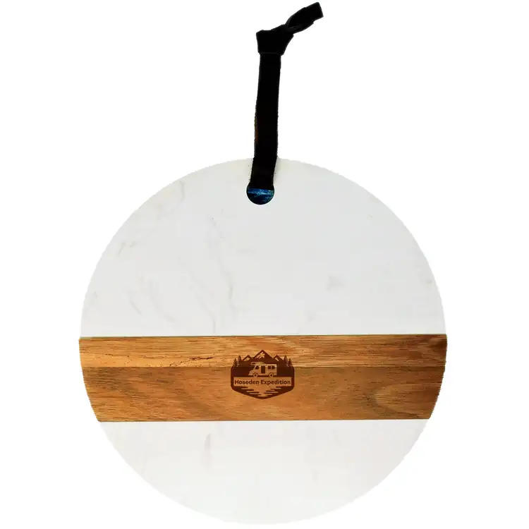 Calacatta Round Marble and Acacia Board