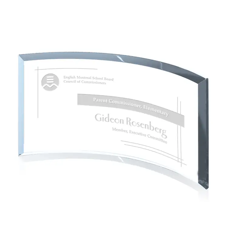 Plaque Crescent en cristal Starfire - Gravure #2