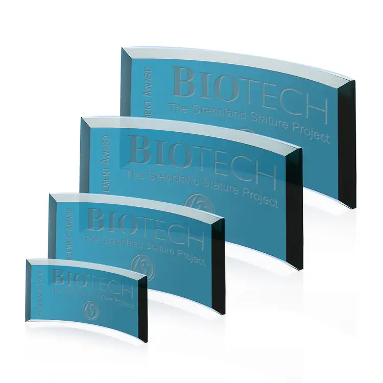 Crescent Coloured Glass Plaque - Deep Etch
