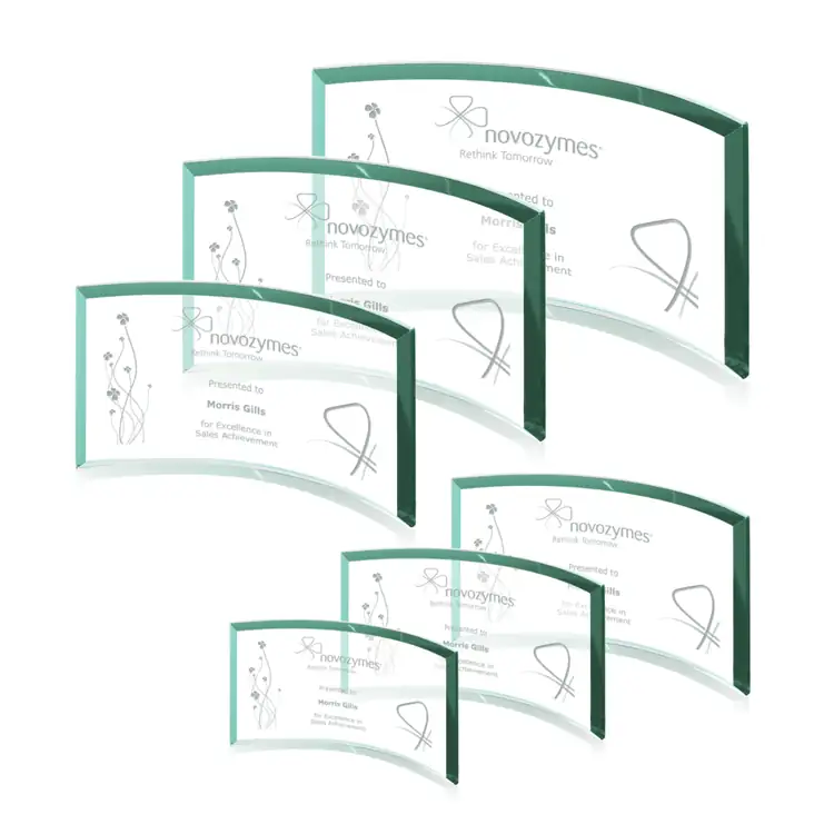 Plaque Crescent en verre jade - Gravure