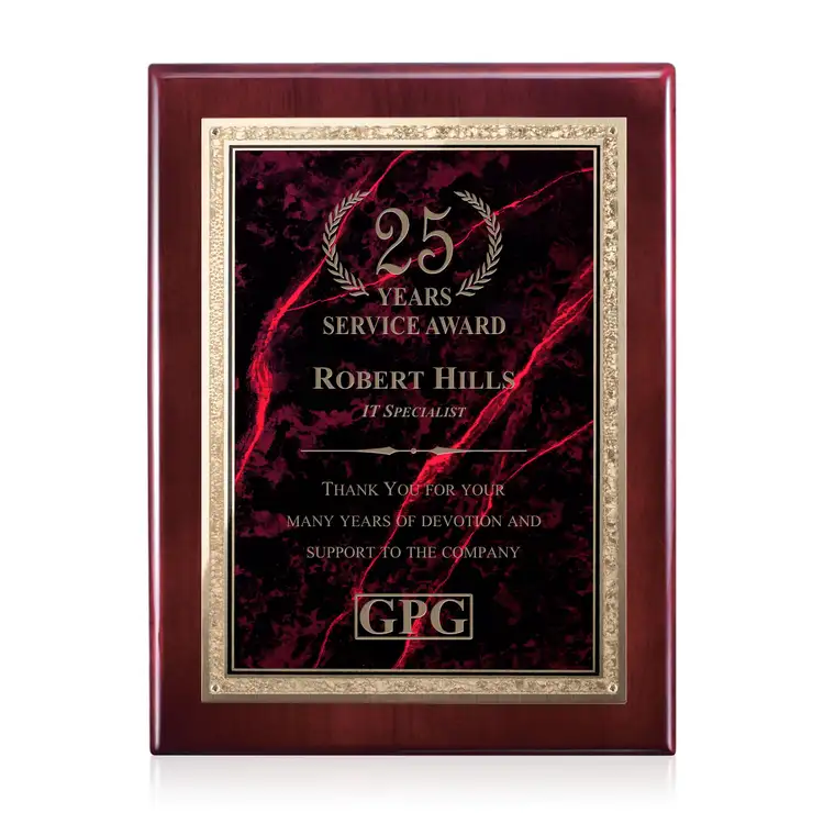 Gemstone Rosewood Plaque - Rosewood/Garnetine 8 x 10 in