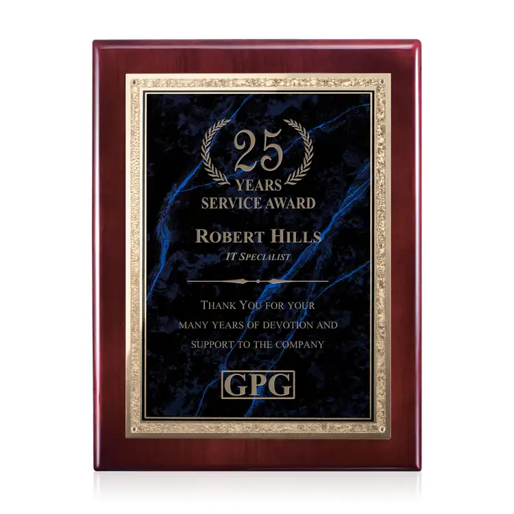 Plaque Gemstone en bois de rose - Bois de Rose/Lapis 8 x 10 po