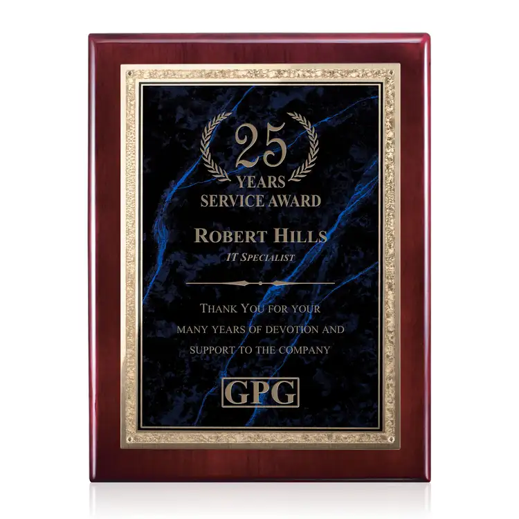 Plaque Gemstone en bois de rose - Bois de Rose/Lapis 9 x 12 po