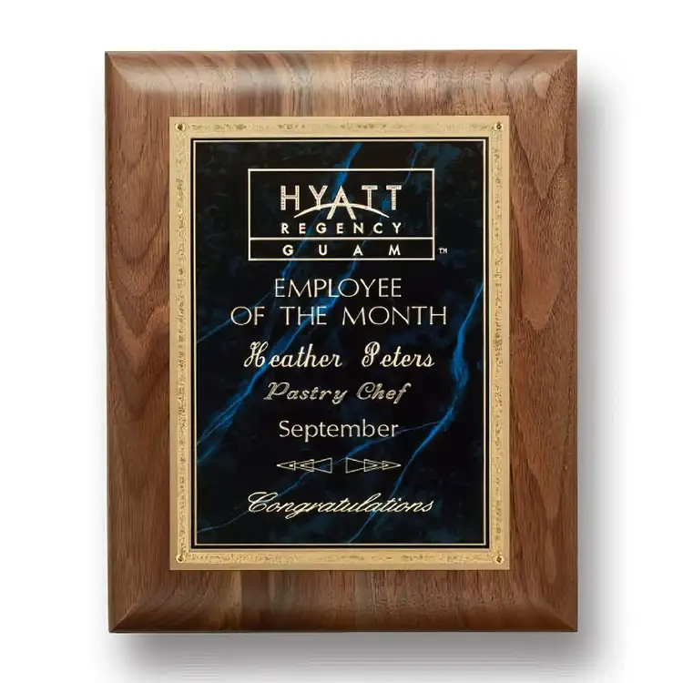 Gemstone Walnut Plaque - Walnut/Lapis 9 x 12 in