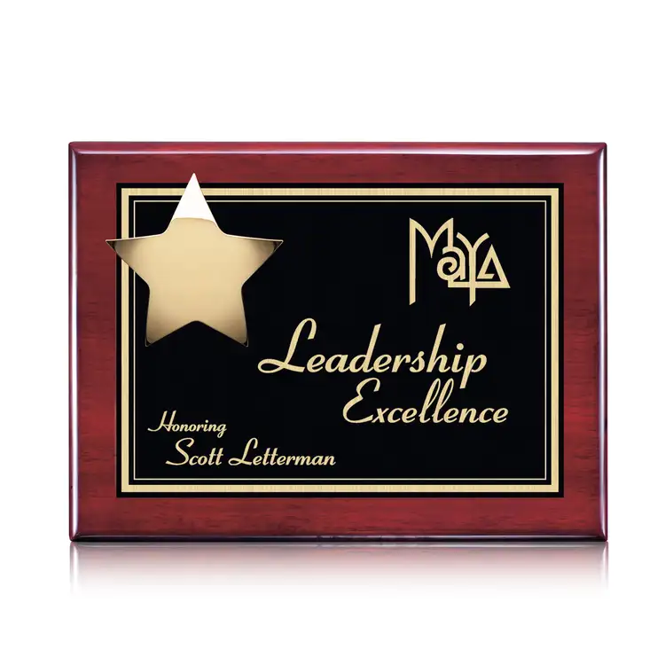Hollister Plaque - Rosewood/Gold 9 x 12 in