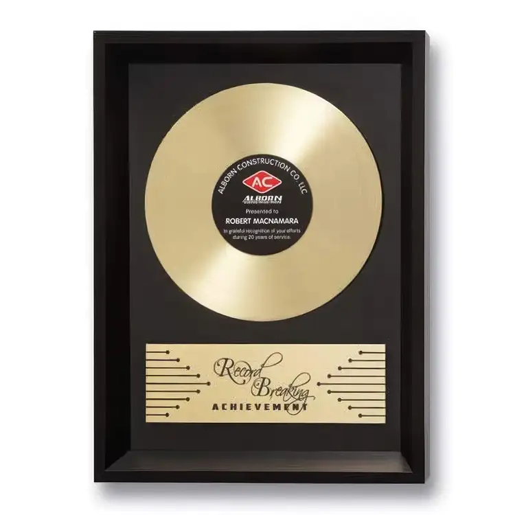 Framed Record Breaker Award Plaque - Black/Gold