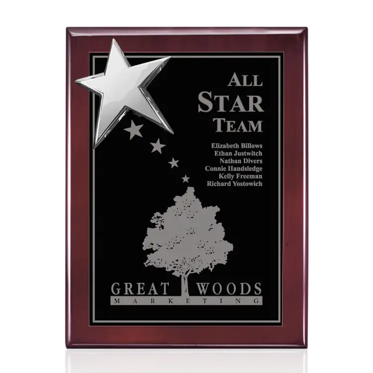 Rising Star Plaque - Rosewood/Chrome 12 x 15 in