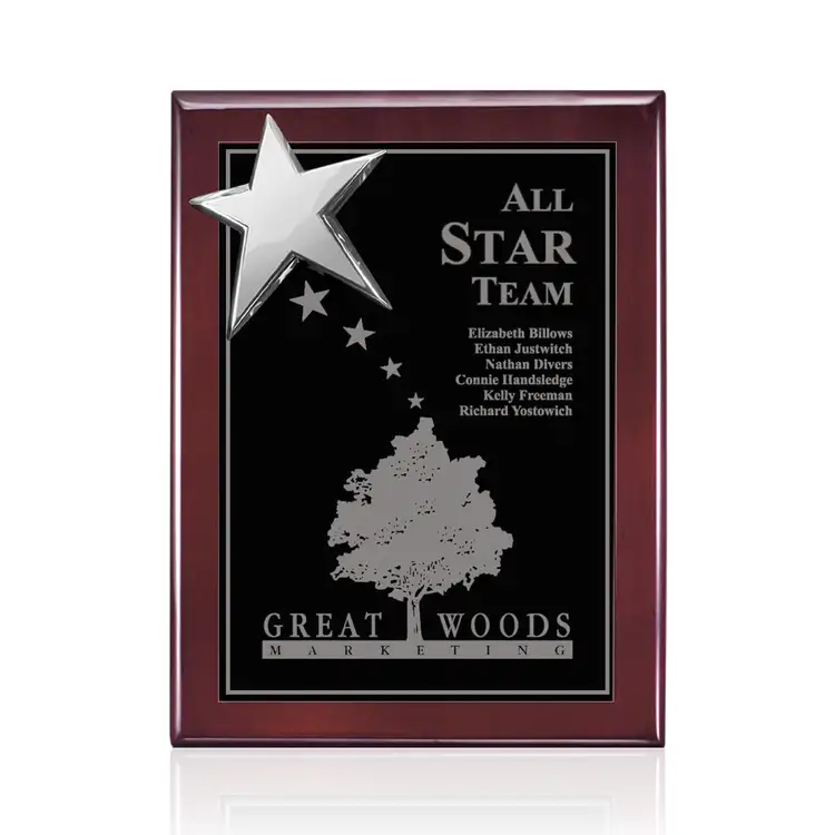 Rising Star Plaque - Rosewood/Chrome 8 x 10 in