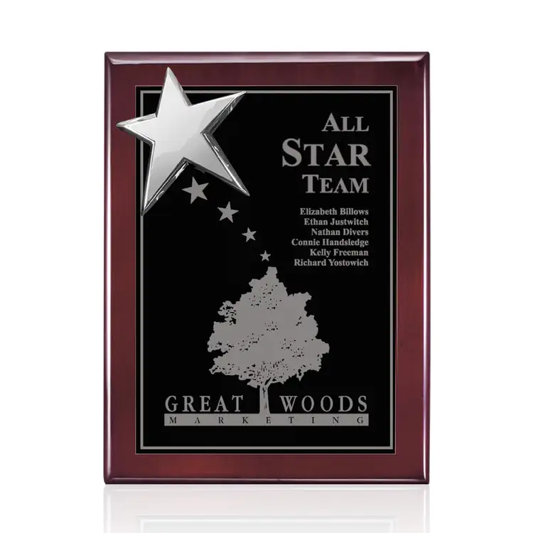 Rising Star Plaque - Rosewood/Chrome 9 x 12 in