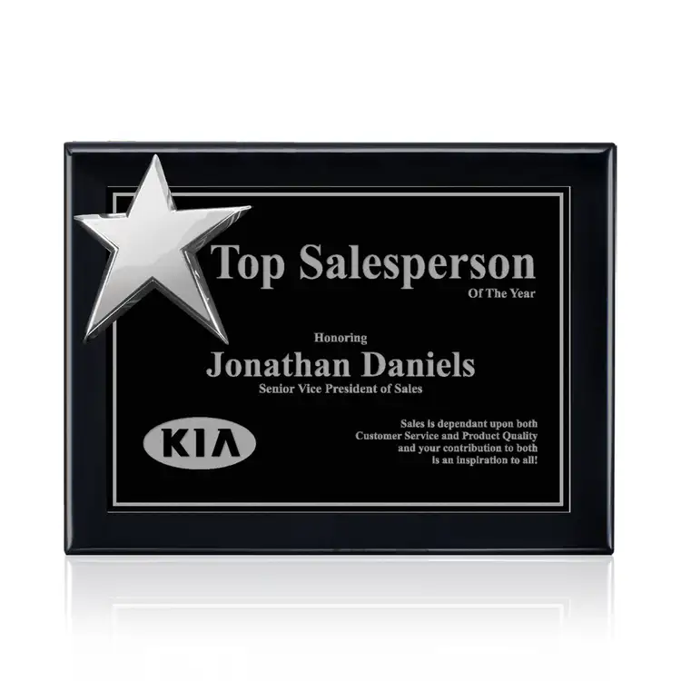 Rising Star Plaque - Black/Chrome 9 x 12 in