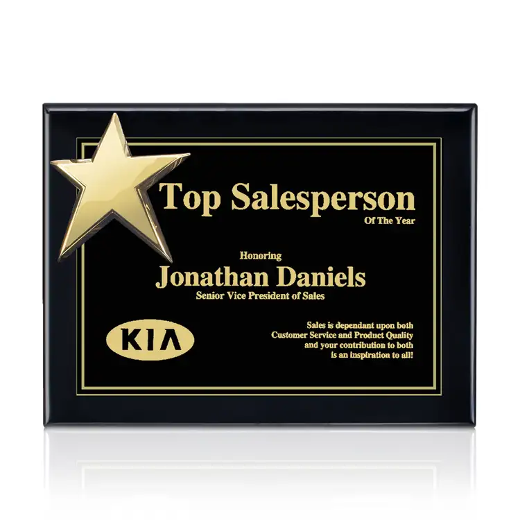 Rising Star Plaque - Black/Gold 10.5 x 13 in