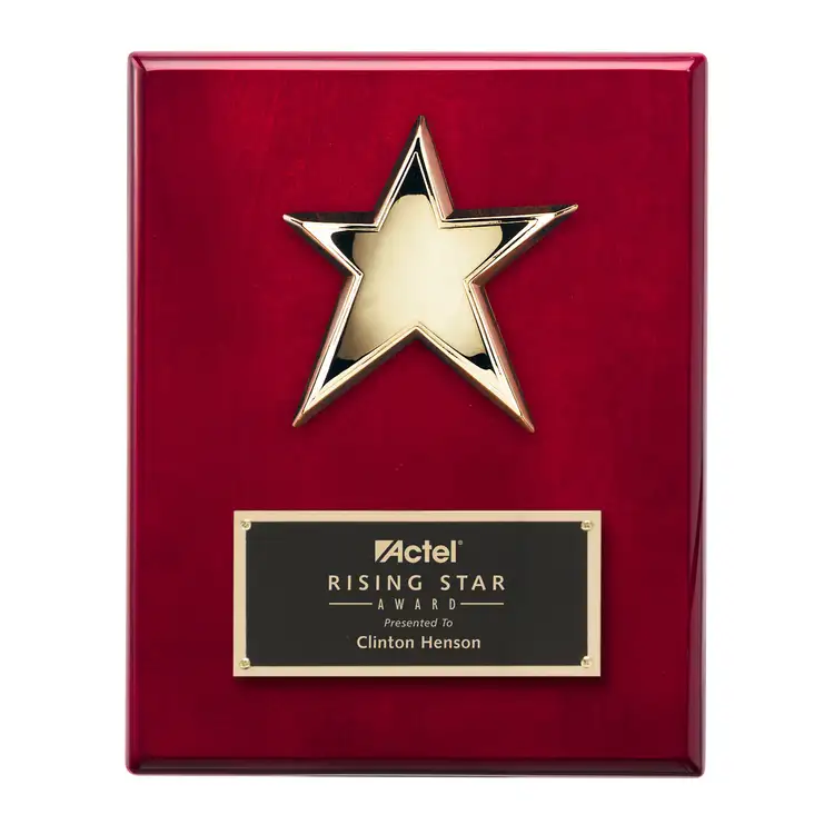 Star Plaque - Gold/Rosewood 8 x 10 in