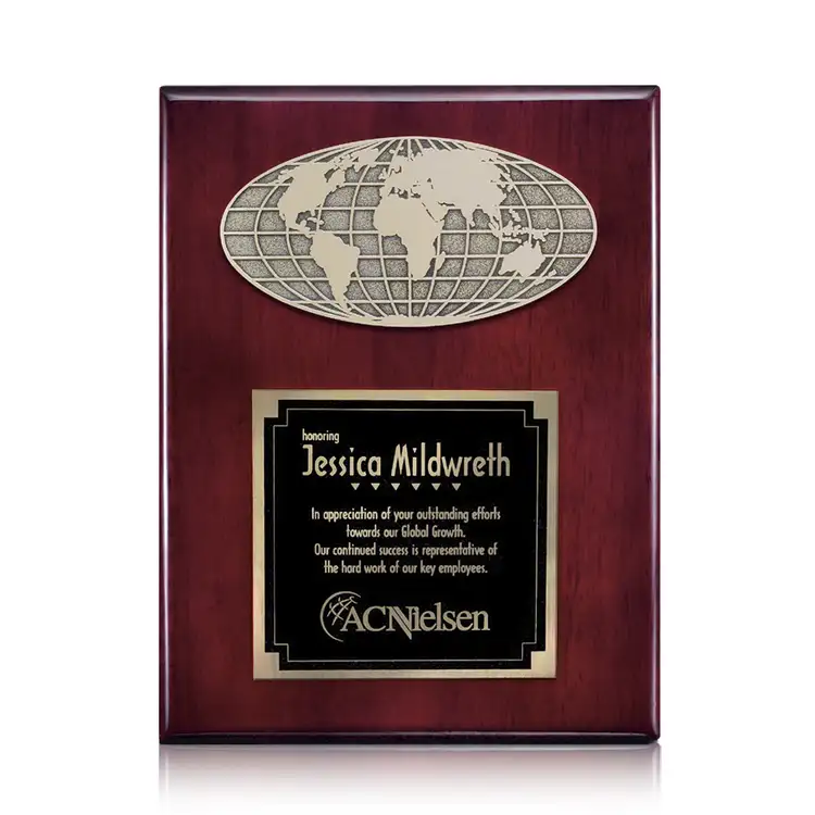 World Plaque - Rosewood 9 x 12 in