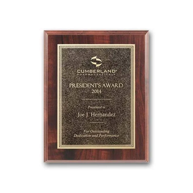 Double Etch Plaque - Walnut Finish