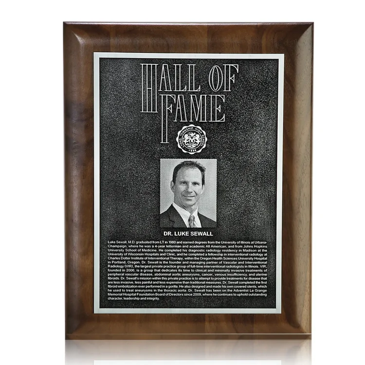 Double Etch Plaque - Walnut Rolled Edge #5