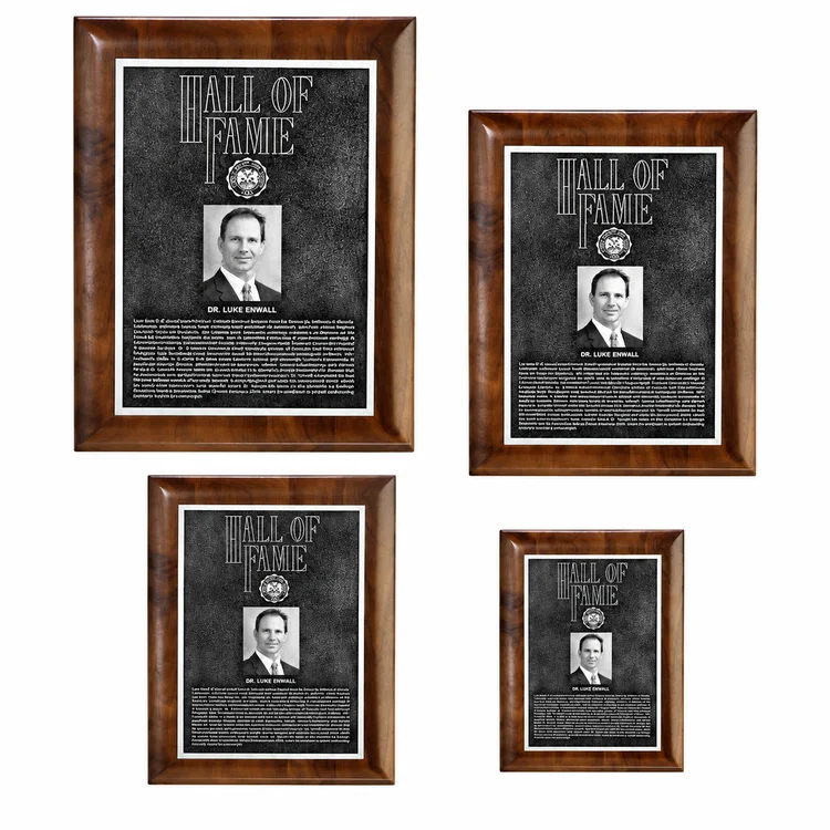 Double Etch Plaque - Walnut Rolled Edge