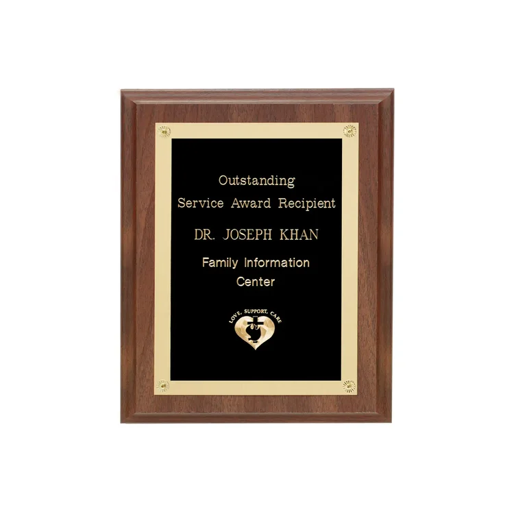 Walnut Finish Plaque with Rosettes - Black Walnut #2