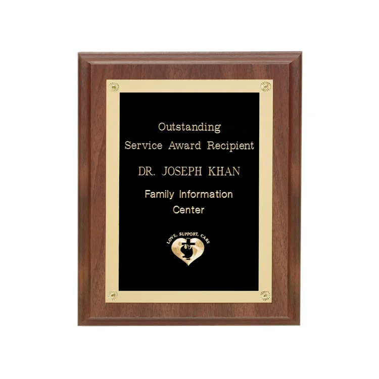 Walnut Finish Plaque with Rosettes - Black Walnut #3