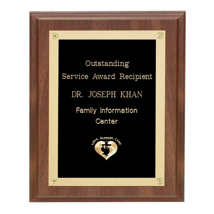 Walnut Finish Plaque with Rosettes - Black Walnut #5