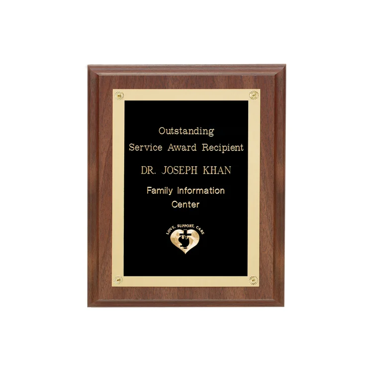 Walnut Finish Plaque with Rosettes - Black Walnut