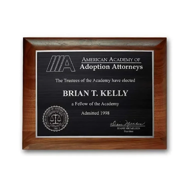 Etch Antiqued Plaque - Walnut Rolled Edge #4