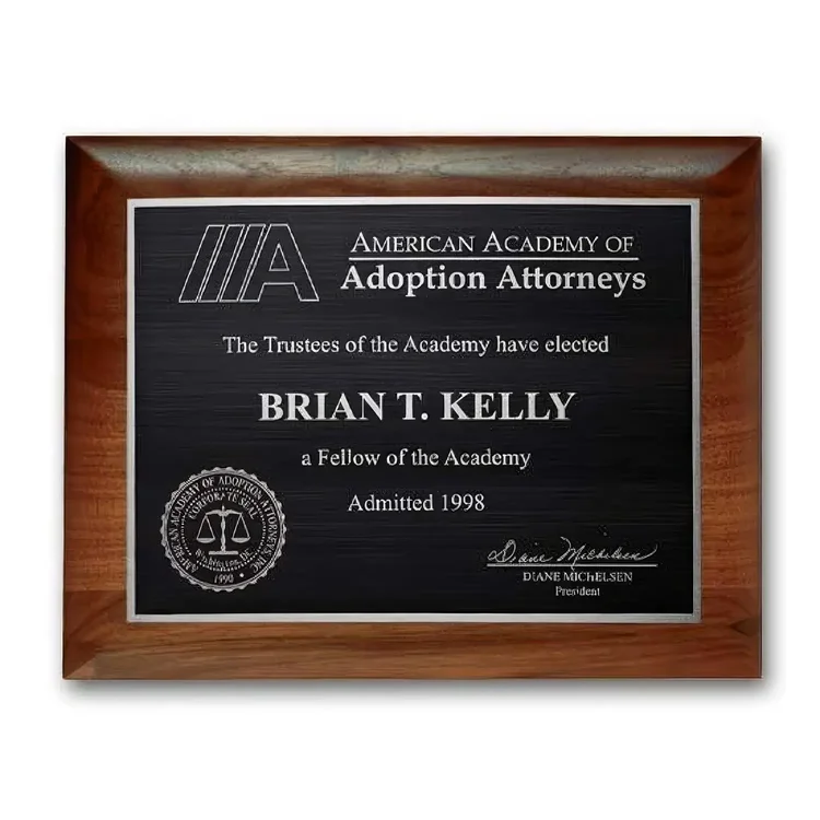 Etch Antiqued Plaque - Walnut Rolled Edge #5