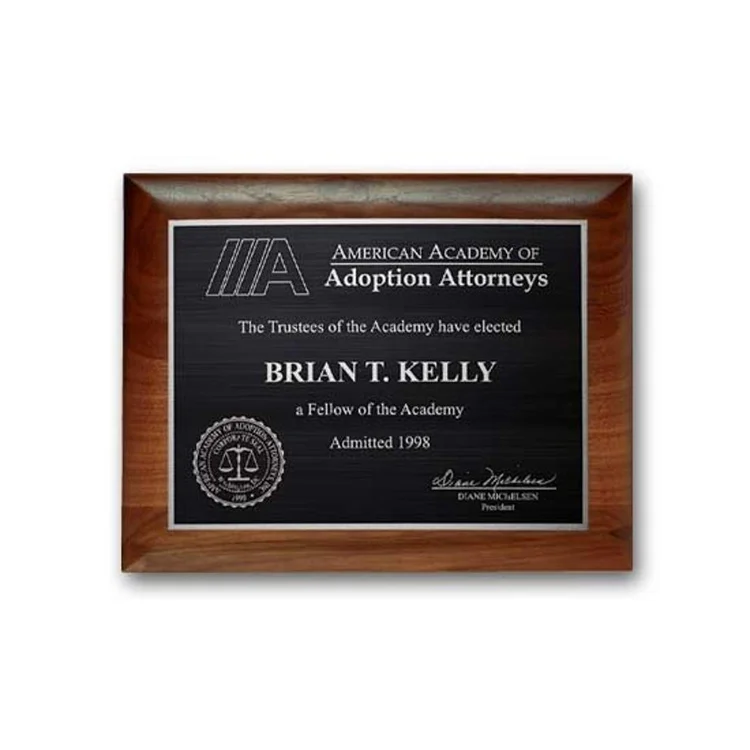 Etch Antiqued Plaque - Walnut Rolled Edge