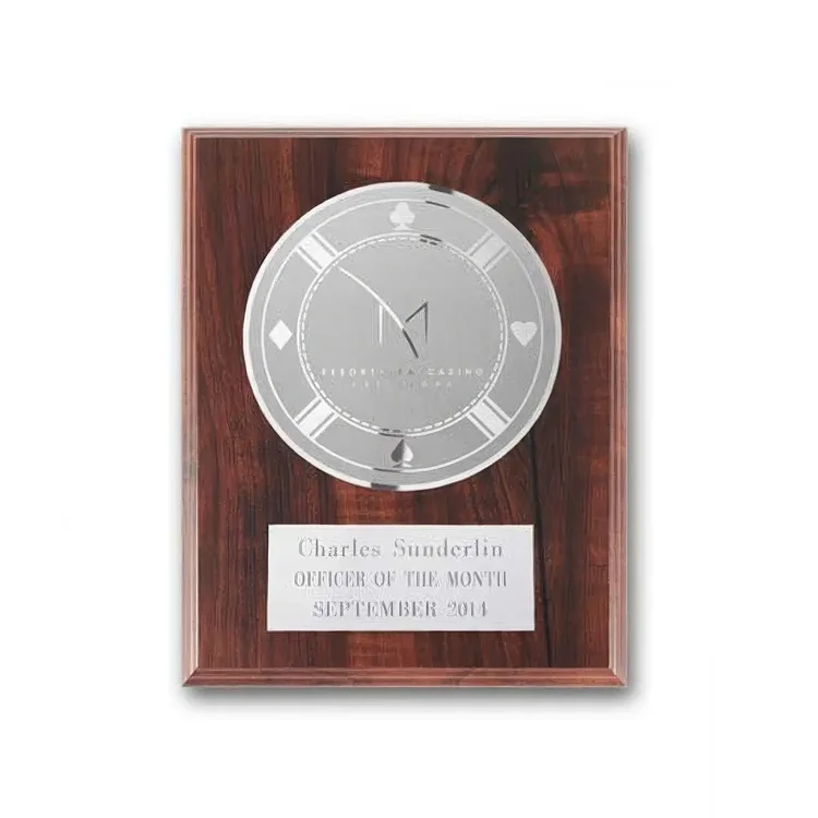 Etch Frosted Plaque - Walnut Finish Silver #2